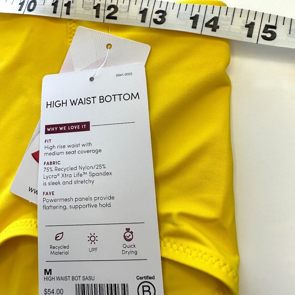 NWT Athleta High Waist Bikini Bottoms Yellow - Picture 6 of 6